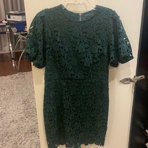 AQUA dark green lace dress